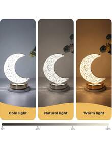 三色可调光月球灯，触控月球灯，USB充电床头灯，可爱夜灯，适用于卧室、客厅、家居装饰（月球） - 彩色 - 查看 6