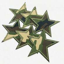3pcs Grassland Green Camouflage Five-Pointed Star Embroidered Patches, DIY Iron-On Camouflage Patches, Clothing Hat Backpack Handbag Decoration Accessories Valentine's Day Valentine's Day Iron On Patches - 3 件商品 - 查看 7