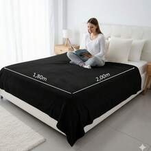 Microfiber Blanket, Double Size, Hypoallergenic, Printed And Plain, Warm - Black - View 2