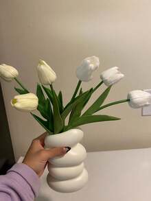 Vaso de flores de plástico inquebrável (1 unidade), estilo nórdico, branco, com formato irregular criativo e resistente. Ideal para decoração de casa, sala de estar e mesa. - Multicolorido - Ver 4