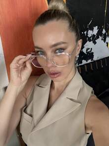 1 Pair Large Frame Clear Lens Glasses, Fashion Polygon Eyeglasses Frame, Minimalist Korean Style - A - View 1