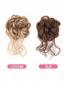 Girls Synthetic Claw Bun Curly Hair Clip Girls Messy Braid Hair Accessories Natural Style Hair Scrunchie Wig - Multicolor - View 6