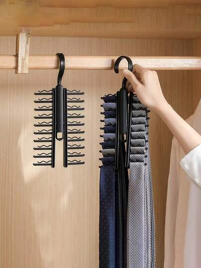 Organizador de corbatas y bufandas de plástico multicapa premium antideslizante - Diseño ahorra espacio que mantiene tu armario ordenado y limpio, perfecto para corbatas, bufandas, armarios, hogares y dormitorios. Organizador colgante para almacenamiento de corbatas/cinturones/cinturillas