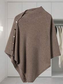 1pc New Oversized Shawl Collar Cardigan For Women, Fashion Versatile Loose Knit Poncho Sweater, Spring/Autumn For Dress - Multicolor - View 8