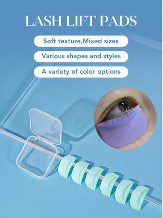 Eyelash Lift Rods Reusable Silicon Lash Perm Pads 3 Sizes/10PCS L-Curl Eyelash Lifting Shield DIY Use At Home Or Salon Lash Perming Tool(Pink, Purple, Green)