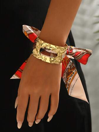 1 pieza Brazalete plegado hueco de diseño único y versátil, adecuado para uso diario de mujeres