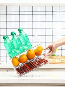 Transparent Plastic Refrigerator Storage Boxes Set With Dividers, Ideal For Organizing Refrigerator, Freezer, Pantry And Cabinets. Space-Saving Storage System Makes Organizing Easy And Convenient. Suitable For Storing Household Items In Autumn/Winter.