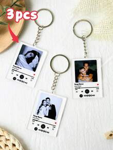 Custom Acrylic Music Player Keychain, Personalized Photo And Text Keychain, Custom Couple Keychain, Stainless Engraved Keychain, Anniversary Gift - Multicolor 2 (Musical Style) - View 14