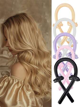 3件套懒人睡眠海绵卷发棒大波浪发圈套装，无需加热的卷发棒套装