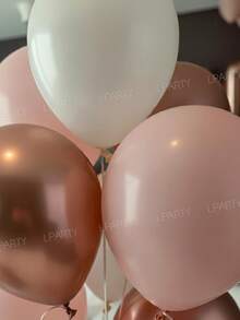 46件組玫瑰金甜美生日派對裝飾氣球，16英吋玫瑰金「HAPPY BIRTHDAY」橫幅氣球，玫瑰金心形/星形氣球，玫瑰金/金色/白色/粉色乳膠氣球，週年紀念 - 彩色 - 查看 8