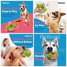 Juguetes interactivos para perros con bola rodante activa para perros con pilas, incluye bolas automviles y cubierta de felpa masticable para perros pequeos y medianos para perseguir y jugar automticamente, Rock Bobby - inicial - Ver 1
