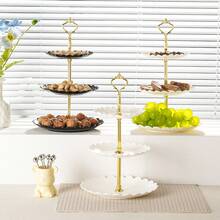 10PCS 3-Tier Cupcake Stand, Fruit Platter, Plastic Tiered Serving Stand, Square Dessert Tray For Tea Party - 白色 - 查看 2