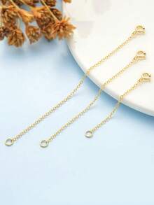 3pcs Stainless Steel 18K Gold Plated Extension Chain, Stainless Steel Extension Chain, Double-Ended Stainless Steel Spring Buckle, High Quality Stainless Steel And Craftsmanship - Hypoallergenic - Durable, Perfect For Extending Necklaces, Bracelets, Anklets, And Various DIY Jewelry Making, Adjustable To 1in~6in - 3PCS - View 1