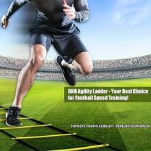 Adjustable, Detachable, Anti-Slip Portable PE Football Speed Training Agility Ladder For Speed, Strength, Coordination, Weight Loss, And Jumping Training. Suitable For Football And Basketball Footwork Drills And Fitness Training. A Football Accessory Ideal For Indoor And Outdoor Use,Can Be Used Together With A Flat Logo Disc.