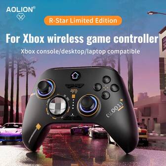  AOLION 无线 2.4G 兼容 游戏手柄，适用于 Series X/S，霍尔效应扳机 RGB 背光，PC 游戏配件，无线控制器，兼容 Series X/S，蓝牙游戏手柄，适用于 PC 版 One 游戏主机 Steam 黑色