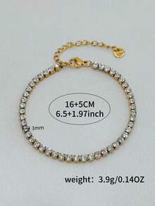 1pc Adjustable Size Stainless Steel Zirconia Bracelet, Available In Multiple Colors For Women - Adjustable Bracelet - View 6