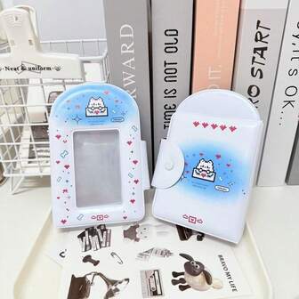 1 pieza Álbum portátil y duradero de 20 páginas y 40 ranuras de 3 pulgadas con 1 cuadrícula, cadena de cuentas blancas, diseño hueco cuadrado de gato y perro, adecuado para uso diario, regalos, graduación, hogar, cumpleaños, aniversario, oficina, boda, viaje, registro de vida, fanáticos de ídolos, todas las estaciones