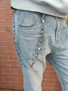 冬季新品 哥特暗黑 DIY 骨头拼接骰子裤链朋克男女腰部奢华配饰 Y2K 嘻哈珠宝圣诞礼物 - 銀色 - 查看 2
