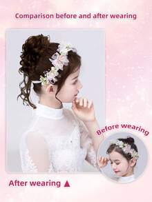 Girls Synthetic Claw Bun Curly Hair Clip Girls Messy Braid Hair Accessories Natural Style Hair Scrunchie Wig - Multicolor - View 5