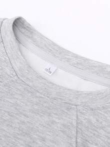 1pc Men's Grey Crew Neck Short Sleeve T-Shirt, Raglan Sleeve Patchwork Design, Knit Fabric Breathable & Soft, Loose Casual All-Match Tee For Daily Wear & Commute - Grey - View 7
