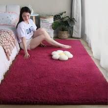 150CM*200CM Alfombra grande, sala de estar, luz engrosada especial, dormitorio de alta gama de lujo, sofá, cama, felpa larga, alfombra de piso - Rojo - Ver 2
