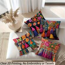 4pcs Plaid & Colorful Printed Cushion Covers, Traditional Single-Sided Printing, Soft & Comfortable Polyester, 45x45cm, Zipper Closure, Machine Washable, Suitable For Home Decor, Living Room, Bedroom, Patio, Holidays, Gifts - Multicolor - View 4