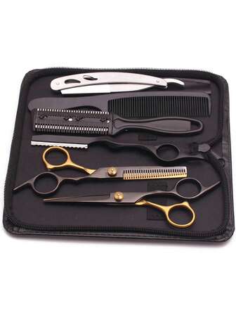 1件/7件套美发剪刀 专业日本不锈钢理发剪 打薄剪 理发店理发套装 造型工具 家用、美发工具、美发产品及配件 理发沙龙美容旅行必备、返校季、旅行度假必备、女士美发配件、头发、旅行、美发产品、美发工具、美发用品、理发师、理发师配件、理发店、美发设备