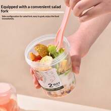 800ml Multi-Use Salad Yogurt Parfait Cup - Portable With Lid & Fork, Vegan Friendly Leakproof Snack Container For On-The-Go Life - 彩色 - 查看 4