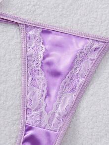 weiweihu Satin Sexy Bow Simple Sexy Underwear,Lenceria Para Mujer,Lingerie For Women>Set,Lingerie Sets For Women ,Christmas Outfit Women,Sexy Lingerie,Lingerie Sexy,Christmas Outfit Women>Lingerie,Lingerie For Women Seductive Nasty Kinky - 淡紫色 - 查看 4