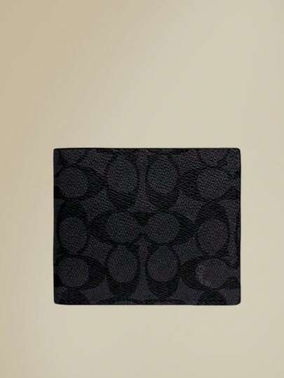 Coach 男士钱包 PU 皮革短款钱包，采用标志性帆布，多卡位，礼盒装三合一钱包，是男士情人节的理想礼物