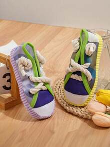 Dog Squeaky Toys, Sneakers Canvas Shoes Shape Dog Chew Toys For Small Dogs, Tough Durable Squeaky Interactive Dog Rope Toys, Puppy Teeth Cleaning Chew Stick Pet Toy