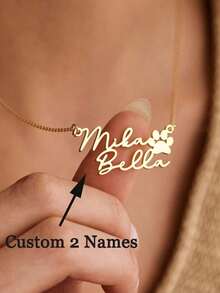 Personalized Double Letter English Necklace, Personalized Stainless Steel Necklace, Custom Letter Pendant Necklace, Minimalist Style Couples Necklace, Handmade, Birthday Gift, Christmas Gift, Valentine's Day Gift, For Girlfriend And Boyfriend - Multicolor 2 - View 1