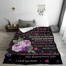 Give A Blanket As A Gift To The Most Beautiful And Charming Mother,Super Soft Flannel Printed  Blanket,As Birthday Gifts, Family, Wedding, Souvenir Blankets, Polyester Blankets Suitable For All Seasons, Washable, Machine Washable, Lightweight, Breathable, Comfortable, Warm, Unique, 280gsm For Him, Her Personalized Ideal Gifts For Her,  Family, Perfect Nap, Camping, Travel, Home, Daily Life, Office Decoration, Birthday, Anniversary, Valentine's Day, Thanksgiving, Christmas, Halloween, Mother's Day,  Wedding, New Year Gifts ,Sofa,Bed,Car,Bedroom,Living Room,Office,  Outdoor Camping, Beach,Wall Decoration - 多色17 - 查看 3
