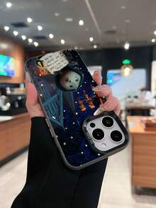 Estuche para teléfono con personajes caprichosos iluminados por la luna compatible con estuches para teléfonos   17  16 Pro Max  15 Pro Max  13 y  12 Material a prueba de golpes y resistente a rayones Un regalo encantador para familiares, amigos, seres queridos, novios/novias y para Navidad - Negro - Ver 3