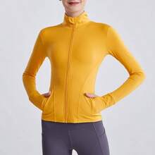 Tempaky Chaquetas Deportivas para Mujer, Cremallera Completa, Bolsillos con Agujeros para el Pulgar, Camisetas Ajustadas para Correr y Yoga bajo Medio - Medio + bajo - Ver 5