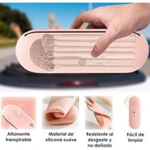 Funda para Brochas de Maquillaje, Bolsa de Maquillaje de Silicona, Soporte para Brochas de Maquillaje de Viaje, a Prueba de Polvo y Transpirable, para Viajes y Uso Domstico Rosa - Rosa - Ver 3