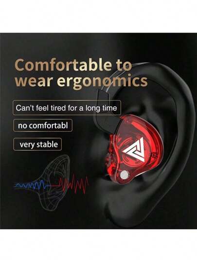 QKZ FiLe 高保真入耳式耳机 | 有线耳塞，带麦克风、深沉低音炮和降噪功能 | 专业游戏和音乐监听耳机，耐用塑料材质，120厘米长线缆，鲜艳色彩设计