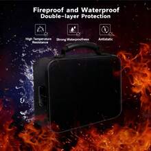 Piorlado Fireproof Document Box, 3-Layer Fireproof Document Bag Portable Large Capacity Water Resistant Storage Boxes With Lock For Important Documents,Certificates,Passports,Legal Files And Valuables - Black - View 3