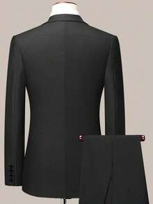 男士黑色西装，两件套商务正装，时尚简约设计 - 黑色 - 查看 5