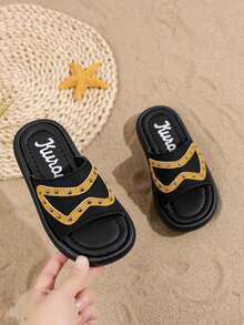 1 Pair Girls' Summer Pearl Design Fashion Princess Sandals, Soft Bottom Shoes, Baby Beach Shoes, Stylish For Girls - Yellow - View 6