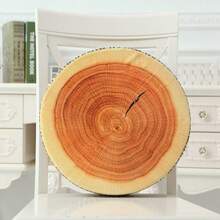 1 PC Log Stump Wood Grain Pattern Pillow, Creative Natural Style Plush Round Cushion With Realistic Tree Stump Texture - Ideal For Forest-Themed Gatherings, Living Room & Bedroom Home Decor, Year-Round Daily Use - Ginkgo Leaf - Short Throw Pillow 50cm - View 5