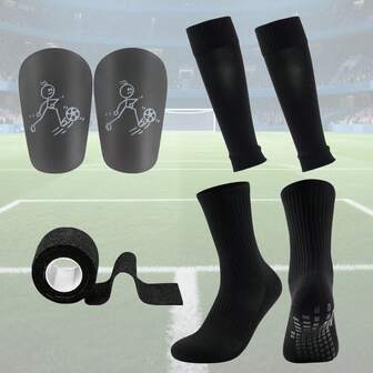 1 Set Anti-Slip Soccer Leg Warmers, Sports Leg Warmers With Inserts, Soccer Training Tape, Sports Field Equipment Set