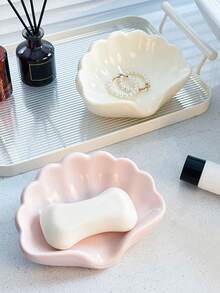 1个轻奢塑料外壳皂盒，带排水孔，家用外出浴室洗手池创意浴室特供 - 彩色 - 查看 1