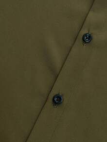 男士休闲正装通勤衬衫，单排扣，适合派对、办公室、工作、户外、街头等场合，修身剪裁，是送给父亲/丈夫的最佳礼物，可搭配西裤，适合秋季穿着，长袖上衣 - 軍綠色 - 查看 6