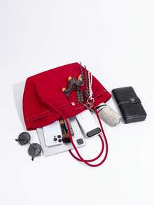 2025 New Vintage High-End Capacity Handbag/Shoulder Bag Tote Bag (With Pendant)