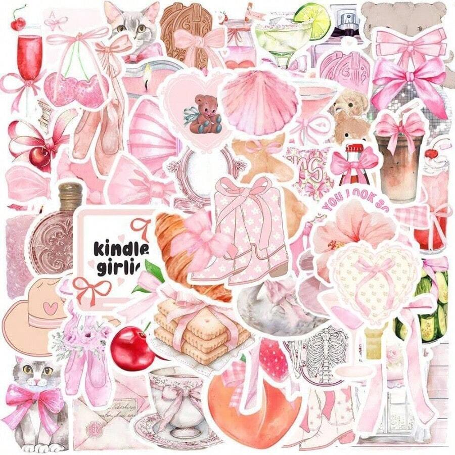 pegatinas estticas, paquete de pegatinas para coqueta, pegatinas de lazo rosa, botellas de agua para laptop, lbumes de recortes, calcomanas de bola de discoteca - Pegatinas estéticas - Ver 1