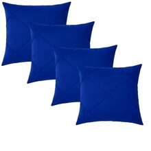 Set Of 4 And 2 Draped Suede Cushion Covers 44x44cm Decoration - Blue - View 1