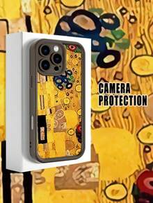 1 pieza funda de teléfono con diseño inspirado en arte clásico y detalles dorados sobre fondo cálido, estilo elegante y artístico ideal para amantes del arte moderno y lo sofisticado, TPU suave, protección completa antiimpacto y antideslizante, compatible con iPhone17 ProMax/16/15/14/13/12/11/Plus/Pro/ProMax, compatible con Galaxy A34/A35/A54/A55, Galaxy S20/S21/S22/S23/S24/S25 Ultra/Plus, compatible con Galaxy/Redmi/Honor/OPPO/ViVo - Marrón - Ver 2