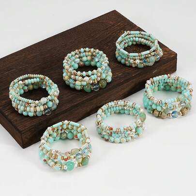 Vòng tay đính đá tự nhiên, vòng tay đá Shou Shan, vòng tay nữ xuyên biên giới mới, vòng tay phong cách Bohemian.