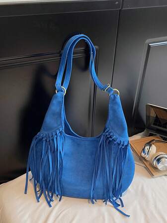 Niche Suede 2025 New Women's Large Capacity Fashion Tassel Shoulder Bag
